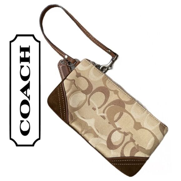 Coach Signature Brown Wristlet‎ - Picture 1 of 3
